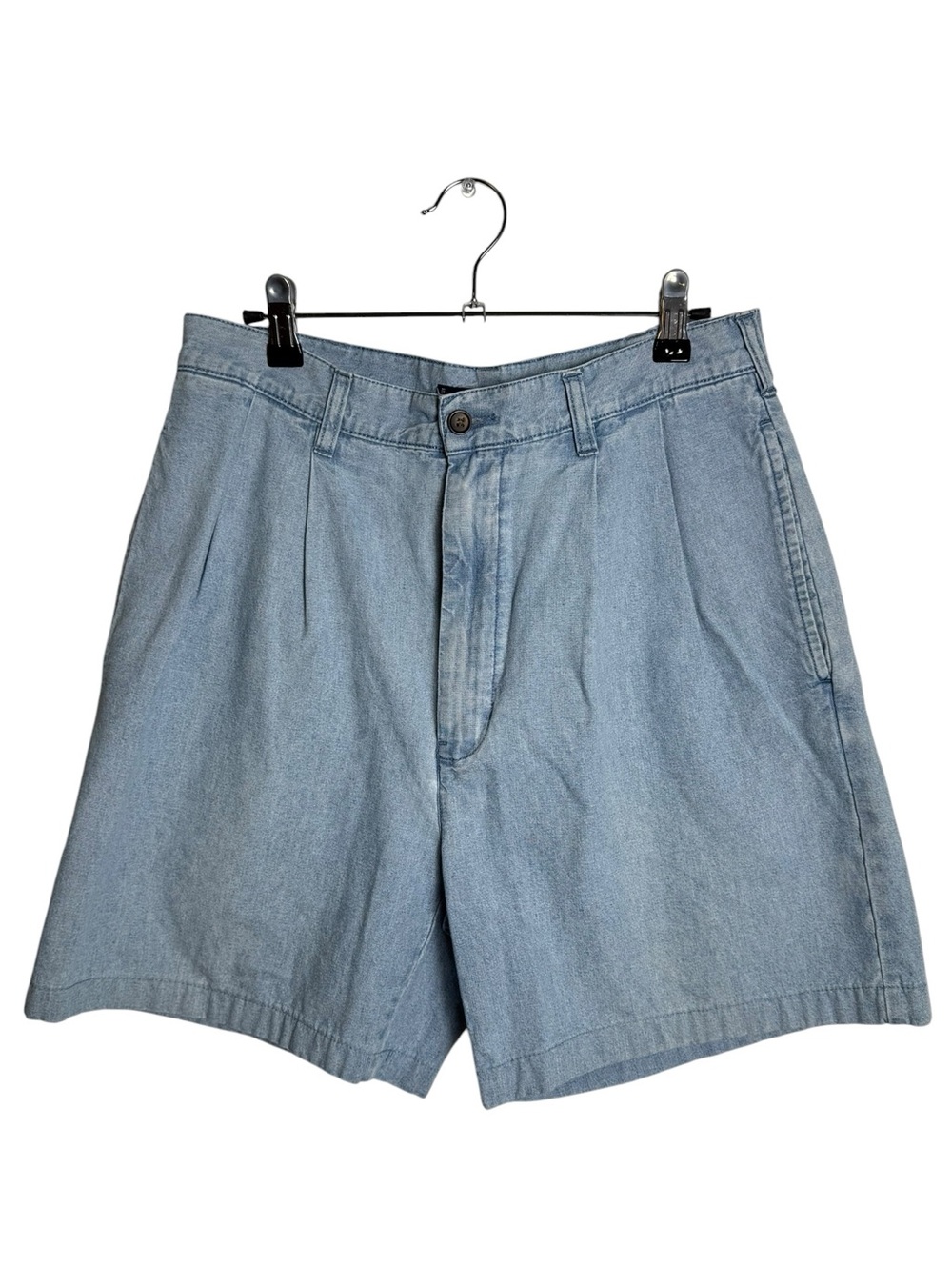 Vintage 90s Chaps Ralph Lauren Pleated Light Wash Denim Shorts Jorts